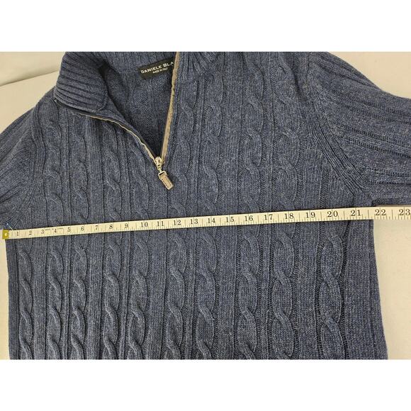DANIELE BLASI MEN'S BLUE 1/4 ZIP SWEATER LUXURIOUS WOOL BLEND SIZE LARGE ITALY - Picture 10 of 10